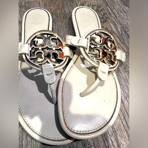 Tory Burch white and Gold sandals